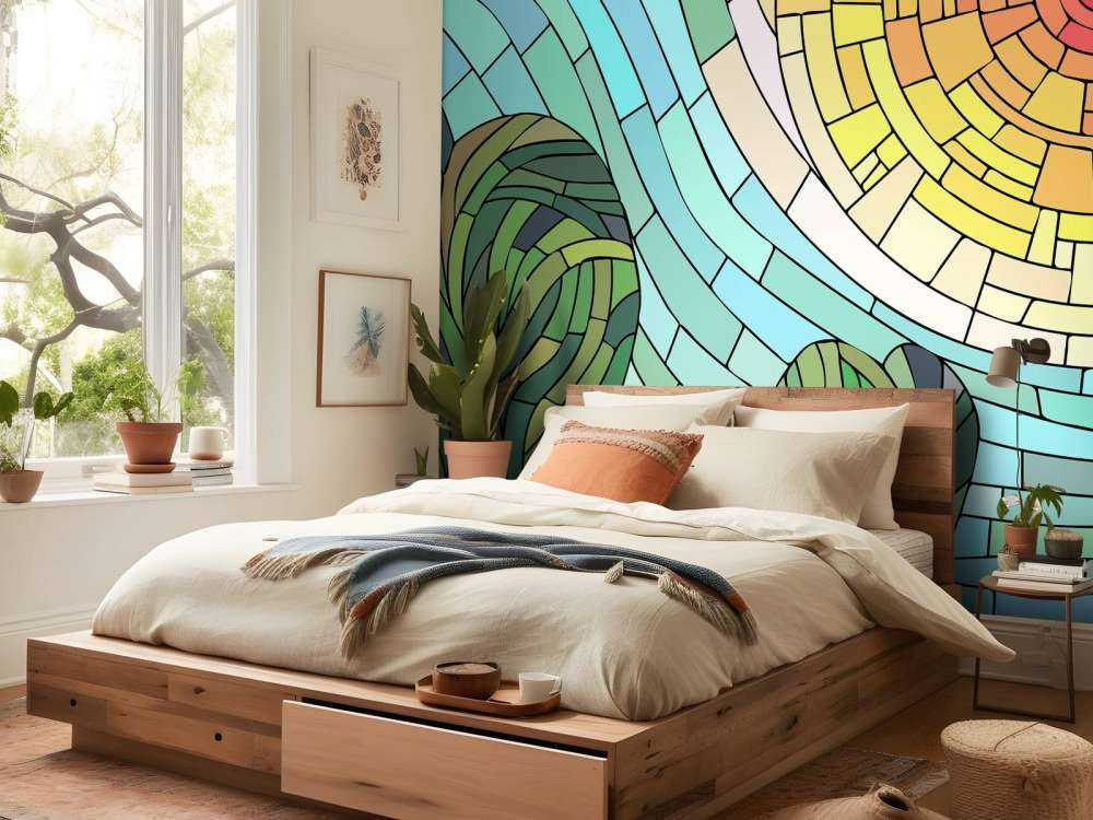 Soleil rouge près des arbres