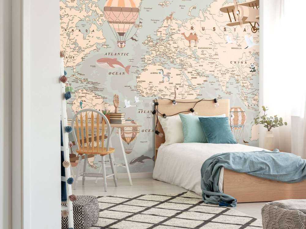 Carte du monde beige