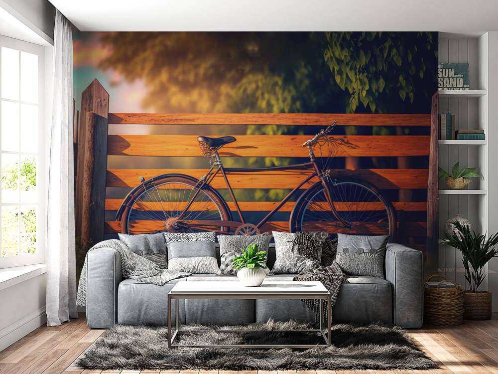 Vélo près d'une clôture en bois
