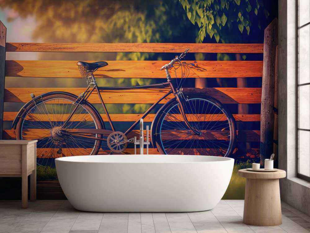 Vélo près d'une clôture en bois