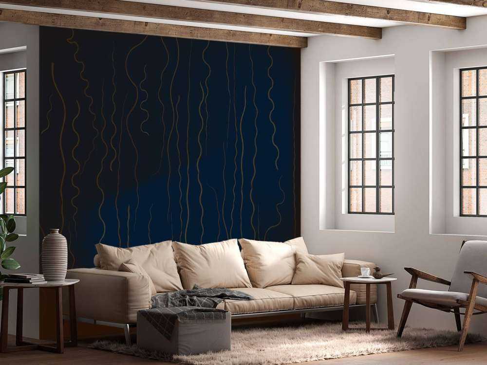 Lignes organiques herbe bleu nuit