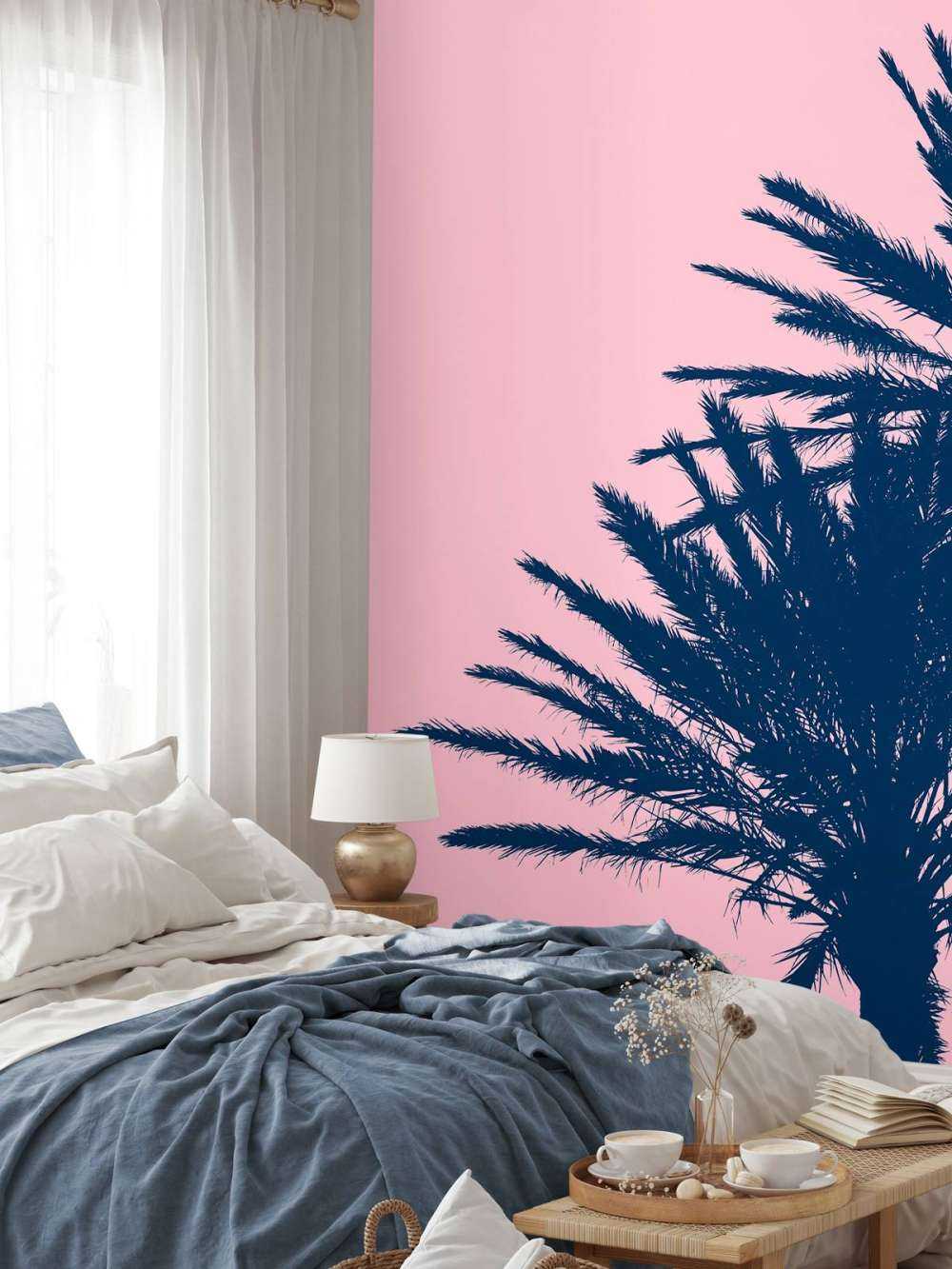 Palmiers sur fond rose