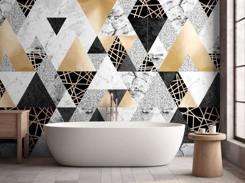 Motif Triangles de marbre avec or
