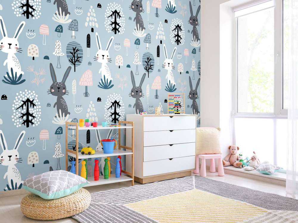 Motif de lapin bleu