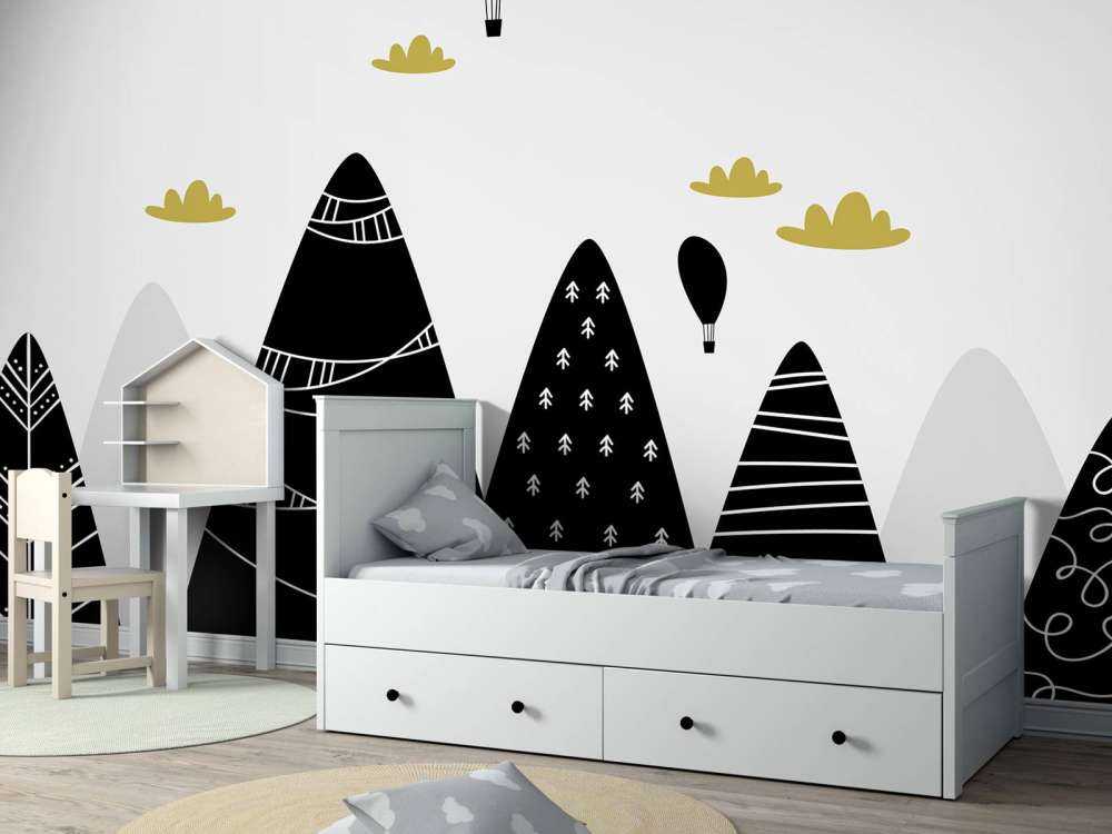 Des montagnes en noir et blanc