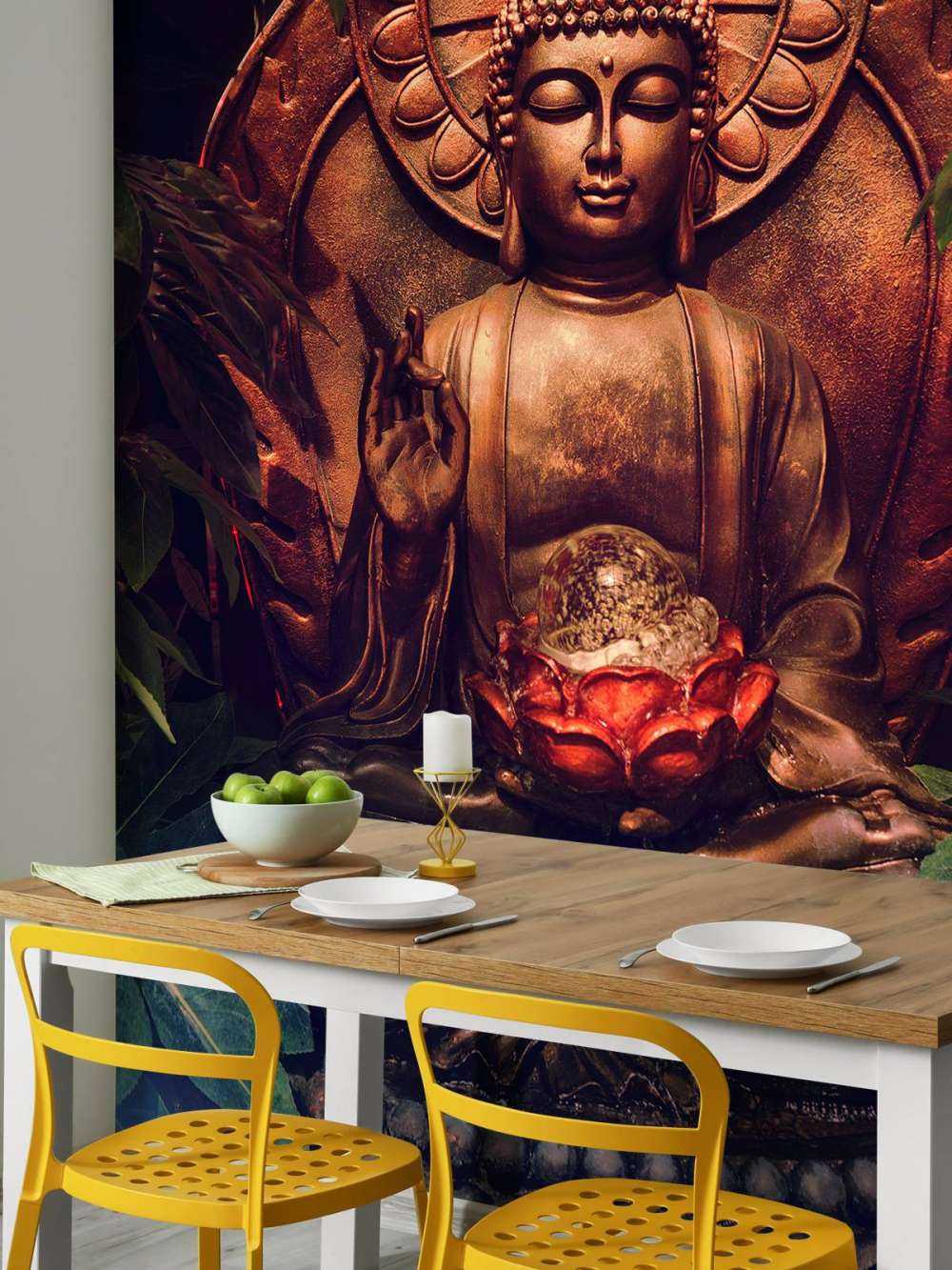 Bouddha avec des feuilles