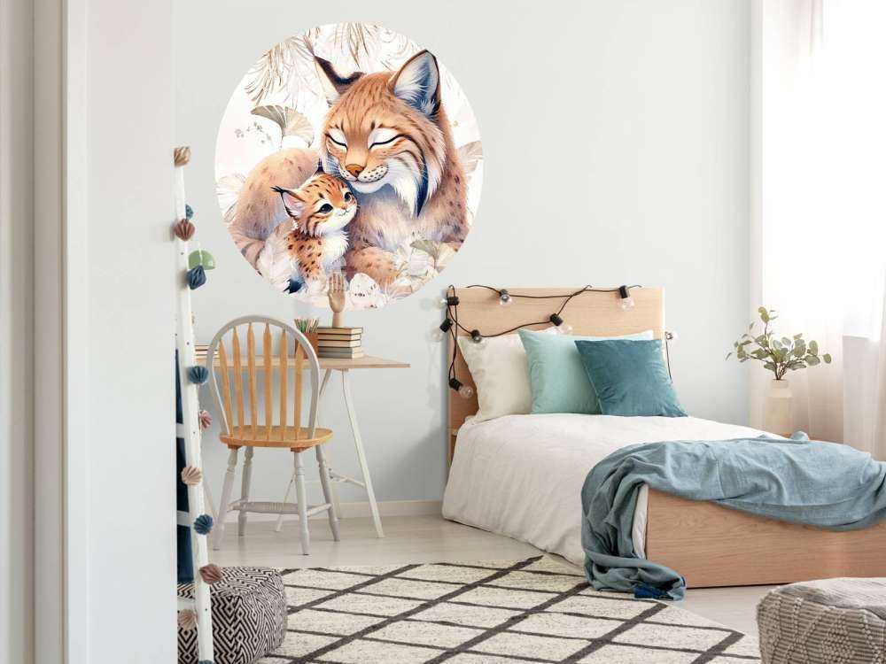 Lynx aimant avec un jeune