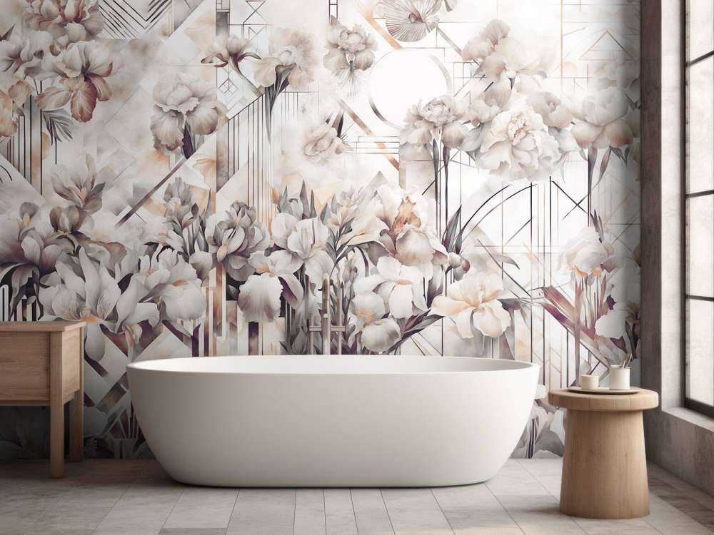 Immenses iris aquarelle sépia