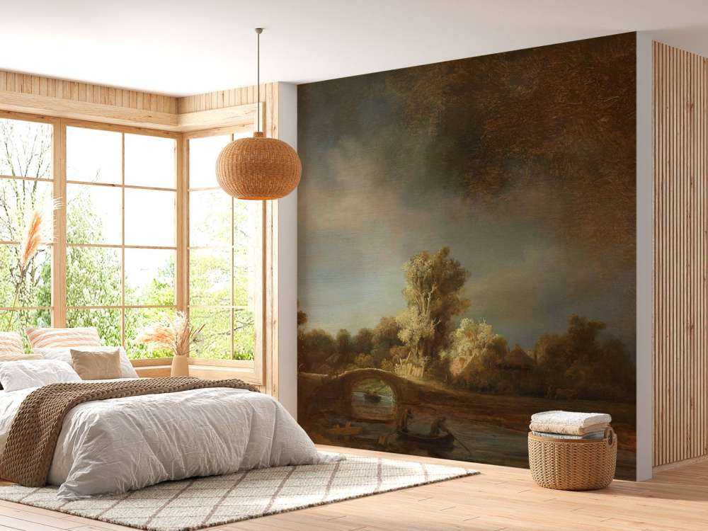 Paysage avec pont de pierre