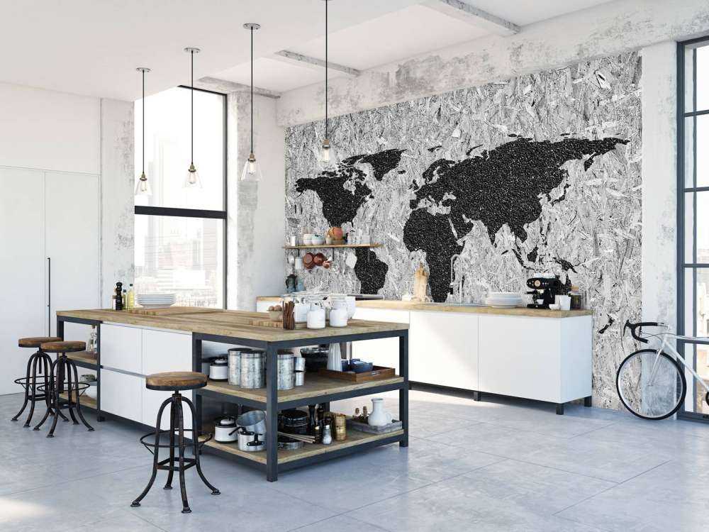 Carte du monde noire sur fond blanc