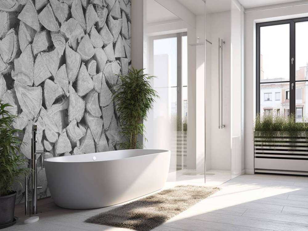 Pile de bois en nuances de gris
