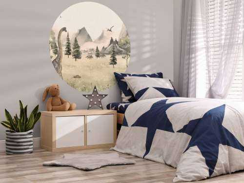 Paysage avec dinosaures en beige