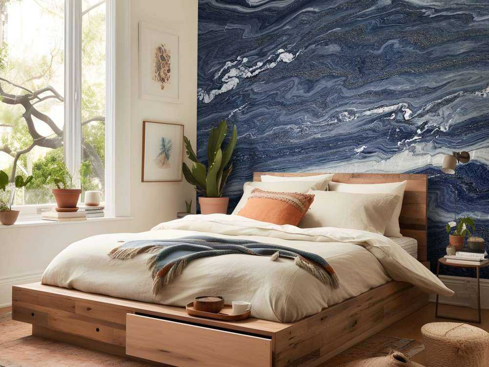Marbre bleu et blanc