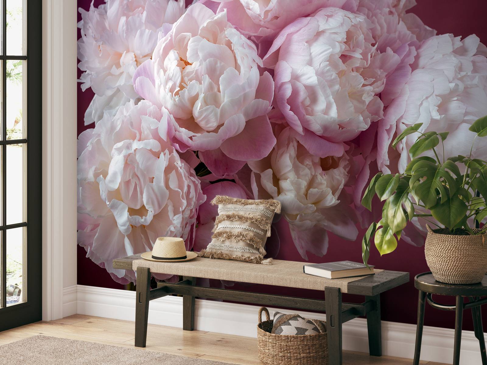 Grande Tapisserie Murale Pêches Et Roses – French Country, 35x42 In, Polyester Et Coton, Multicolore