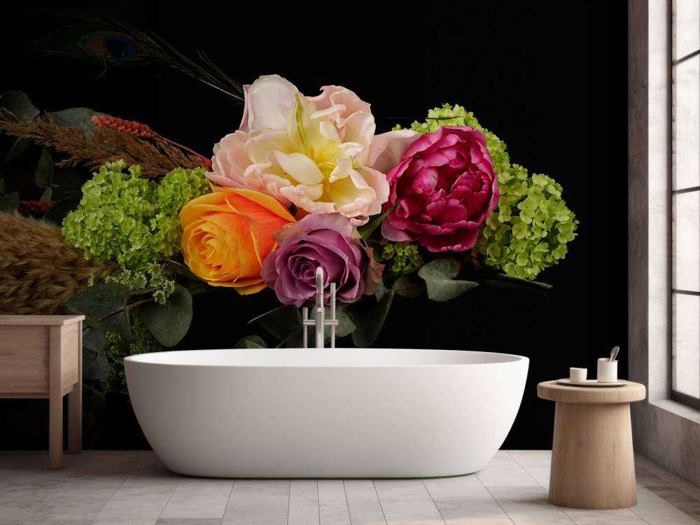 Guirlande de fleurs avec plume