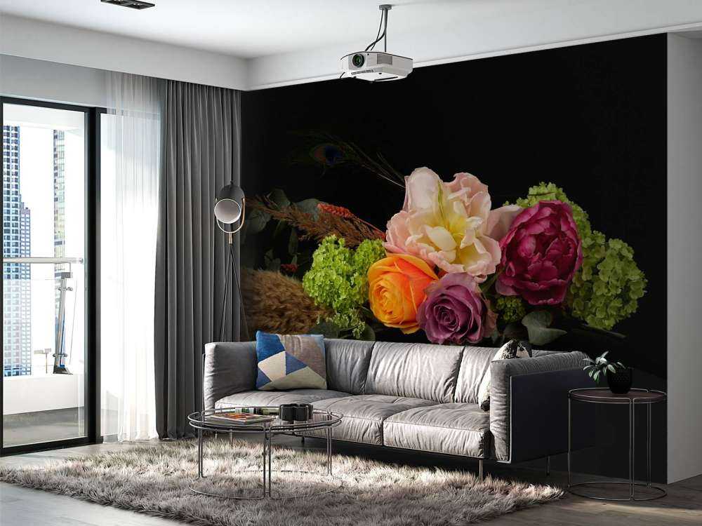 Guirlande de fleurs avec plume