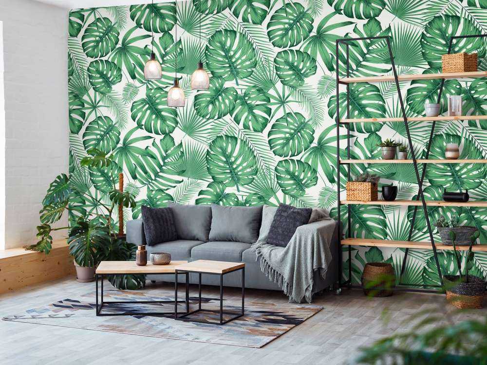 Motif Feuilles tropicales, vertes