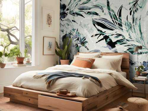 Fond floral bleu canard