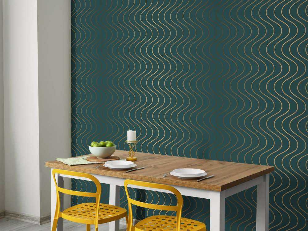 Motif ondulé bleu canard