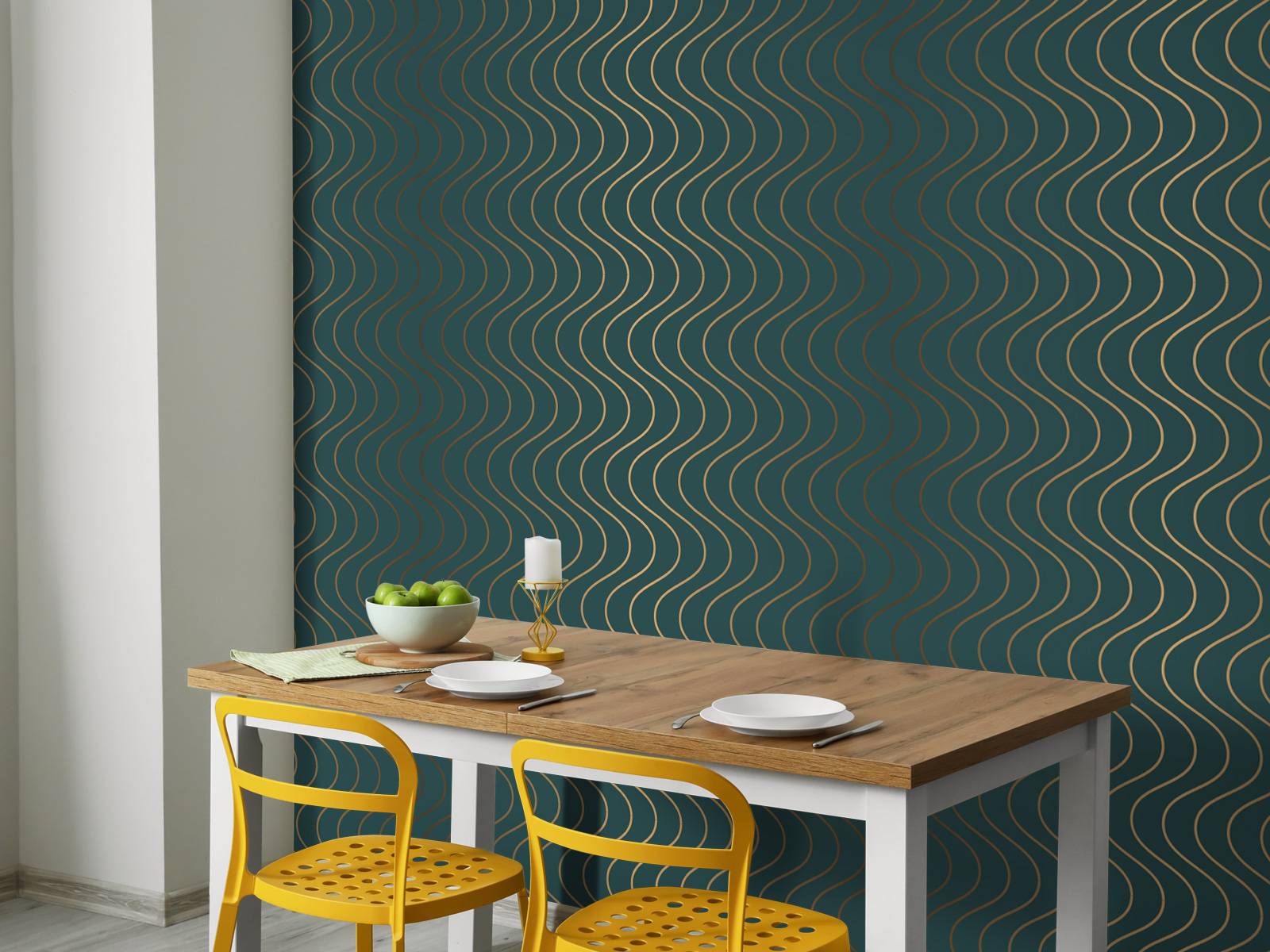 Motif ondulé bleu canard