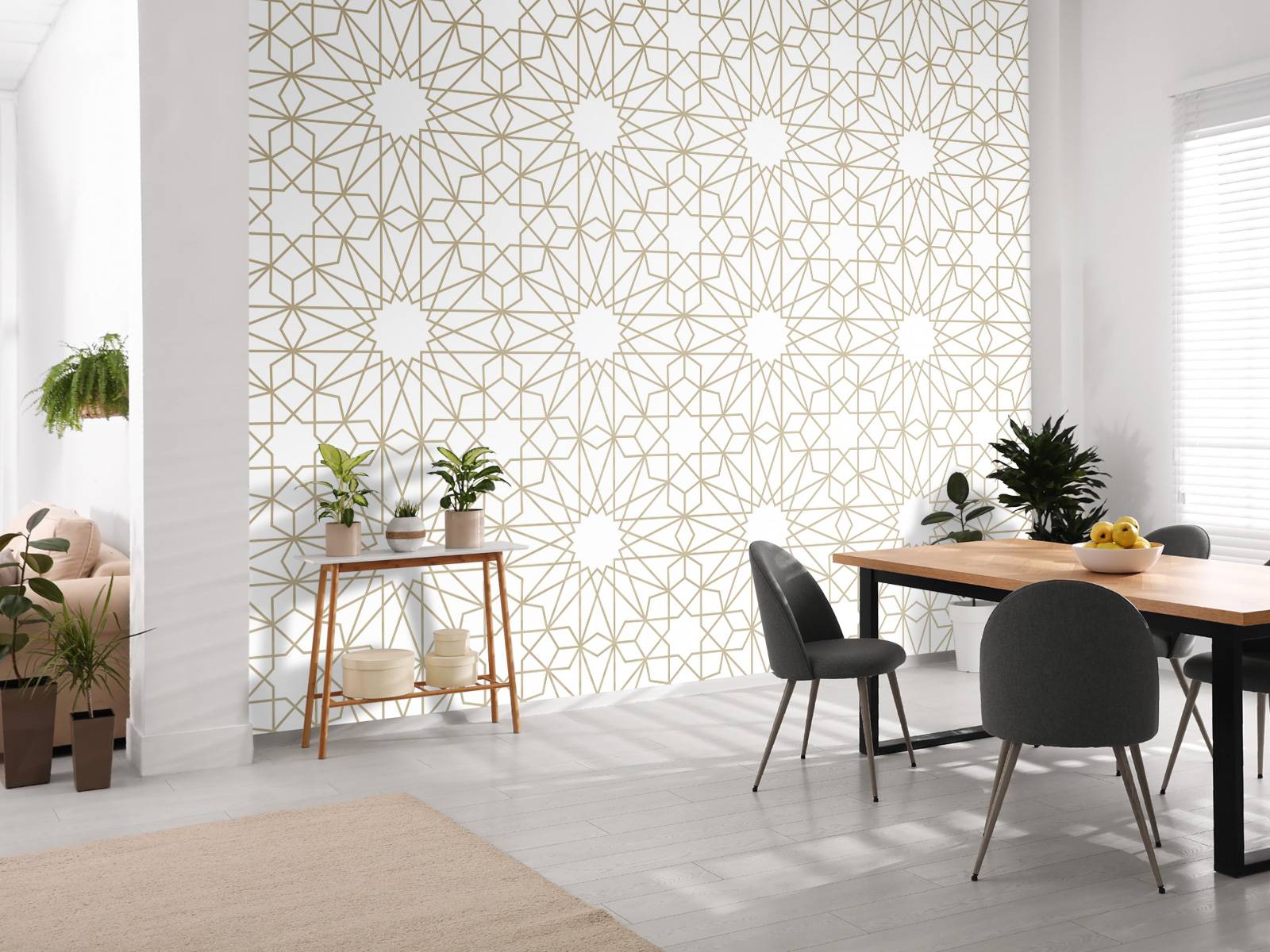 Motif Fleurs géométriques, blanches