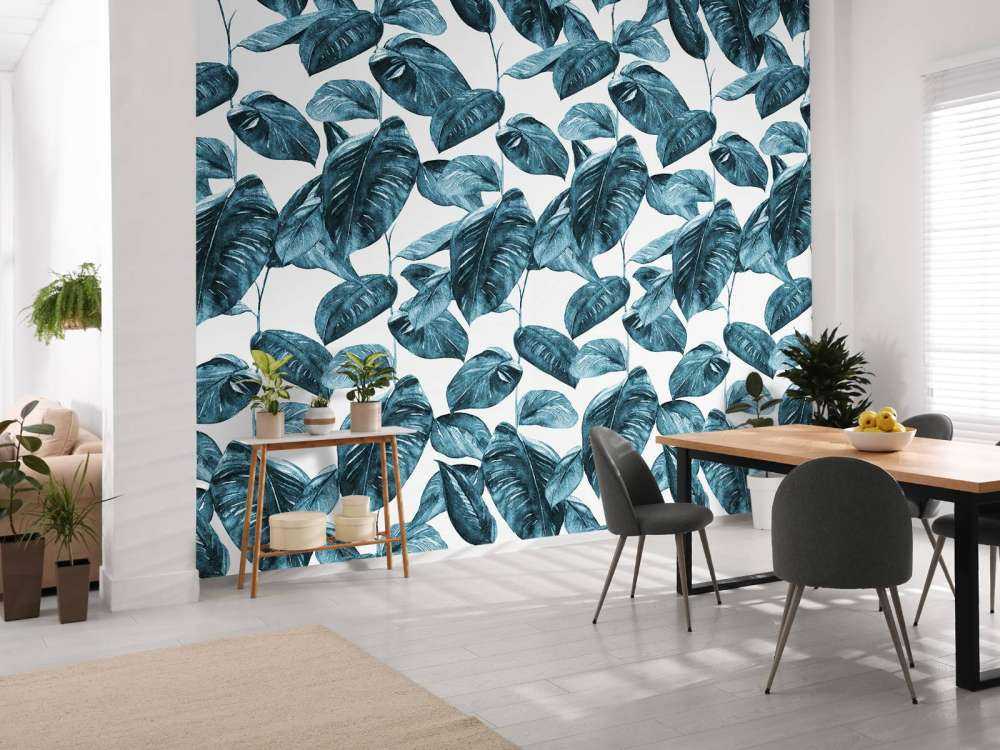 Plantes à l'aquarelle bleu canard