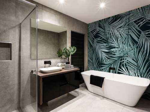 Feuilles tropicales bleu canard sur fond noir