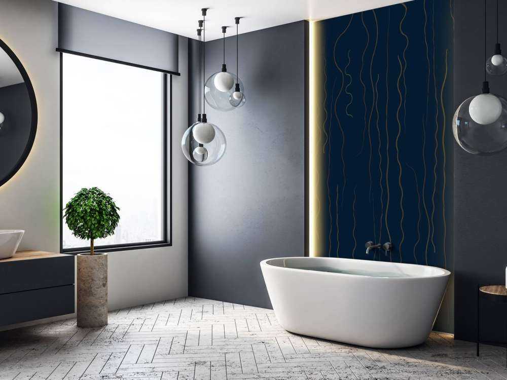 Lignes organiques herbe bleu nuit