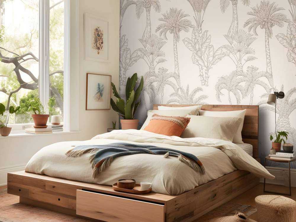 Jungle art linéaire beige